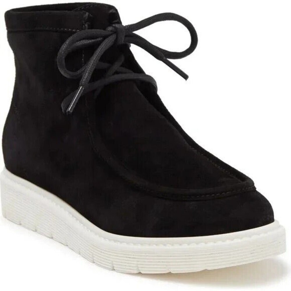 Aquatalia Suede Black Ankle Booties with Contrast Sole